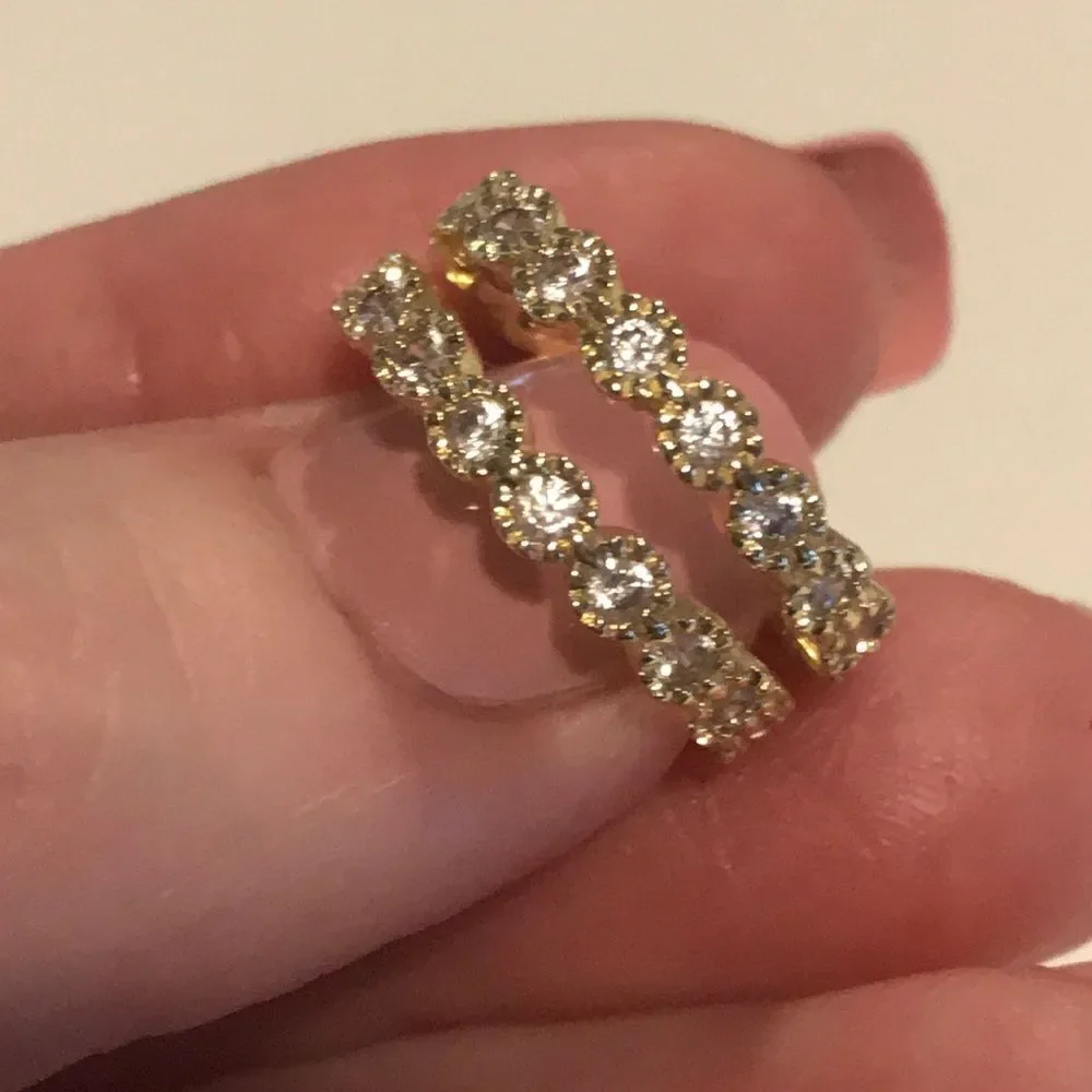 2 ETERNITY RINGS STACK SIMULATED DIAMOND COSTUME CZ GOLD TONE